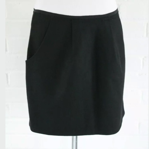 J Crew Black Felted Wool Pocket Mini Skirt 4 - Picture 3 of 14